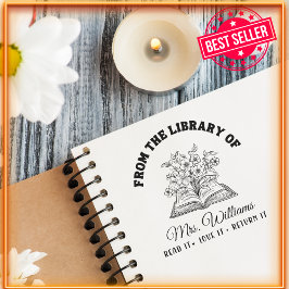 Från Bibliotek | Vild Flowers Vintage Bok Självfärgande Stämpel