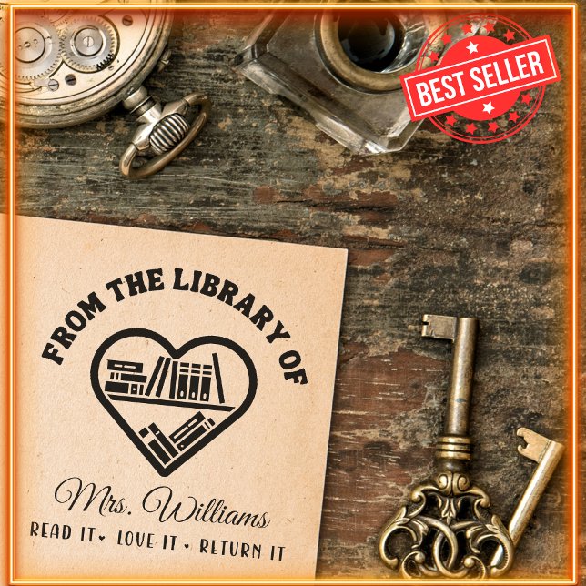 Från Biblioteken av Bok-Kärlek Heart Shelf Lärare Självfärgande Stämpel (Skapare uppladdad)