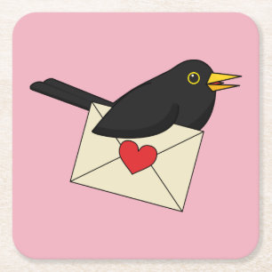 Från Blackbird med Kärlek Underlägg Papper Kvadrat