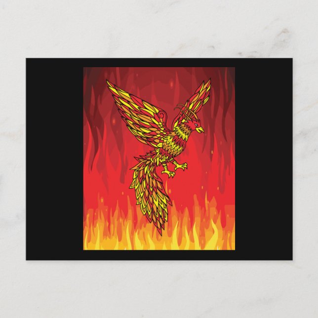 Från brand och flamma Phoenix Bird Vykort (Framsida)