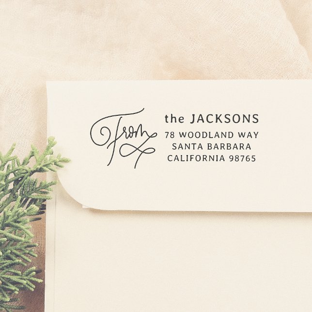 Från Calligraphy Family Namn & Returadress Självfärgande Stämpel (Skapare uppladdad)