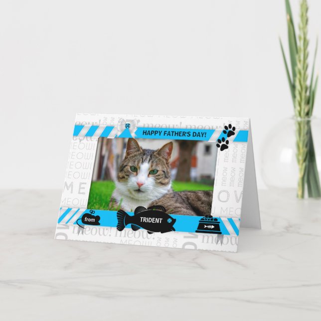 från Cat Blue Fars dag Horz Pet Photo Kort (Framsida)