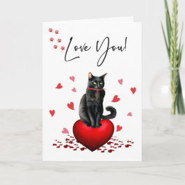 Från Cat Valentine Black med Red Hearts Kort