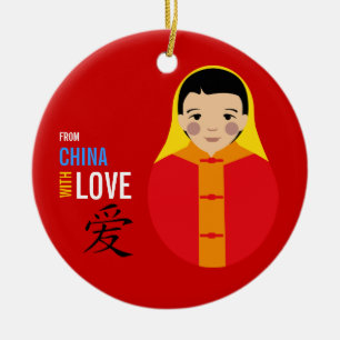 Från china med kärlek - röd tråd för pojkeAdo Julgransprydnad Keramik