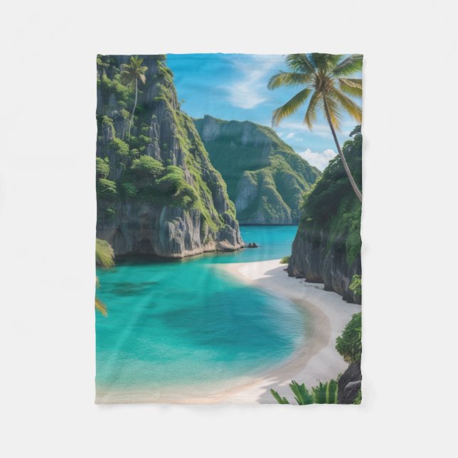 "Från Cove till Couch: A slice of Tropical Bliss" Fleecefilt (Framsidan)