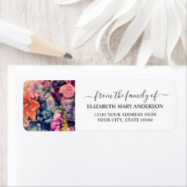 Från den Moody Blommigten för familjerelaterat min Returadress Etikett