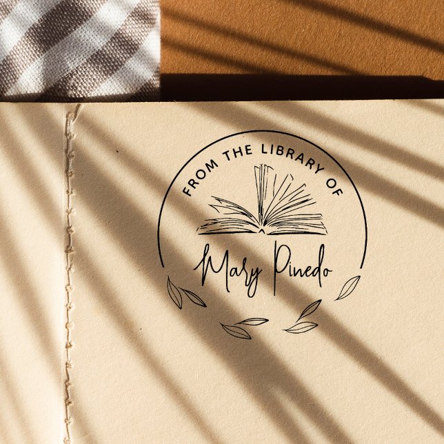 Från det botaniska bokmärkets bibliotek Bokstämpel Självfärgande Stämpel (Rubber Stamp Mock-up)