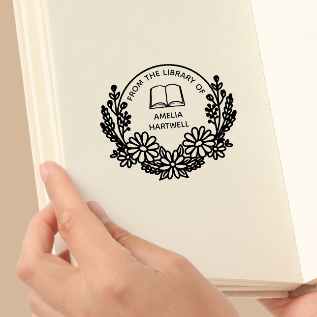 Från Det Eleganta Botaniska Kransbiblioteket Bok Stämpel (daisy wreath )