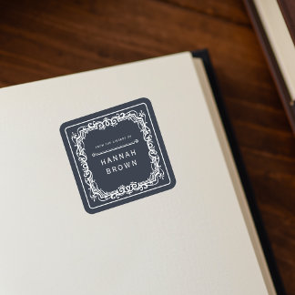 Från det eleganta exlibris-klistermärket fyrkantigt klistermärke