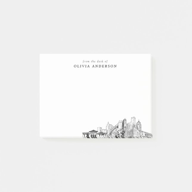 Från Detroit Skyline Personlig Post-it Block (Framsida)