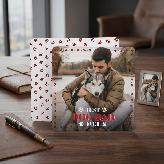 Från din hund röda platta hund pappa fars dag julkort (From Your Dog Photo Red Flat Dog Dad Father's Day Card
)