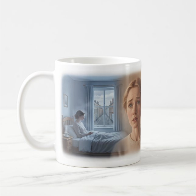 Från ensamma morgnar till kärlekens varma ljus-mug kaffemugg (Vänster)