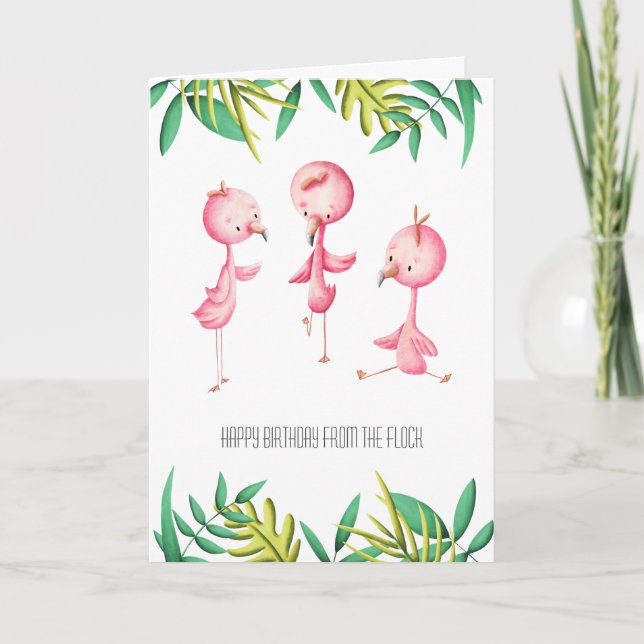 Från Flock Flamingo Tropical Birthday Kort (Framsida)