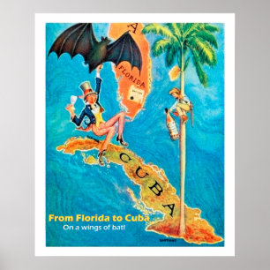 Från Florida till Kuba, vintagens lustiga illustra Poster