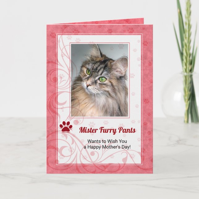 Från foto Cat Ro Färgad Mors dag Kort (Framsida)