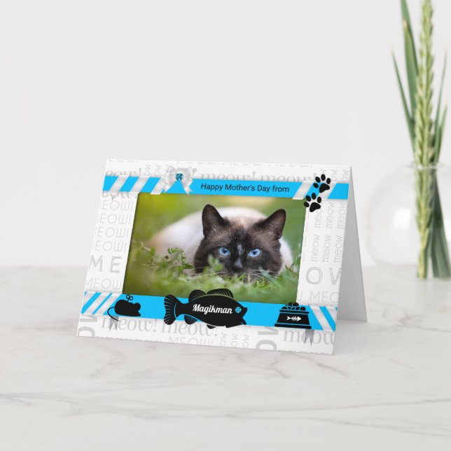 från foto från Cat Blue och White Mors dag Helgkort (Framsida)