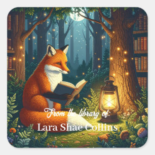 Från Fox Magical Forest Library bibliotek Fyrkantigt Klistermärke