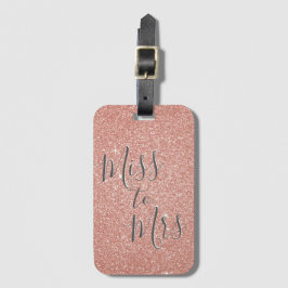 Från Fröken till Fru Bröllopsfest Roséguld Glitter Bagagebricka
