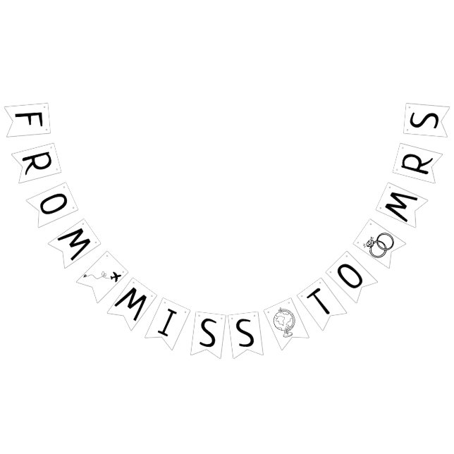 Från Fröken till Fru Resa Tematisk Bröllopsfest Vimplar (Alla)