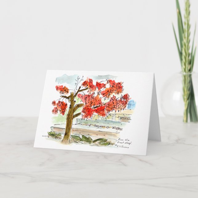 Från Front Stoop Watercolor Greeting Card Kort (Framsida)