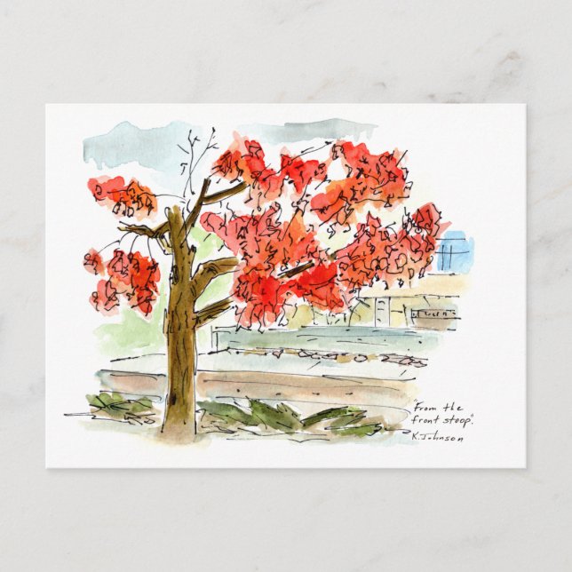 Från Front Stoop Watercolor Postcard Vykort (Framsida)