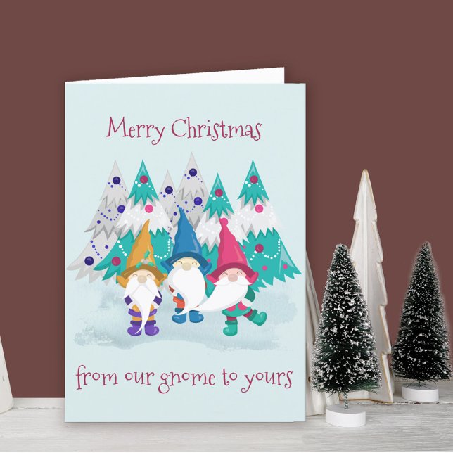 Från Gnome till Yours Cute Funny God jul Helgkort (Funny gnome Christmas Card. Buy professionally printed or as printable digital download.)