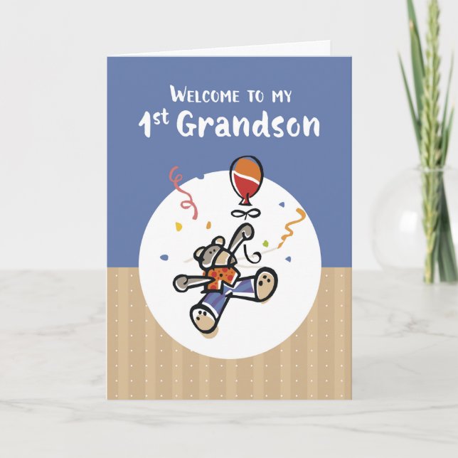 Från Grandfather First Grandson Nyfödd bebis Welco Kort (Framsida)