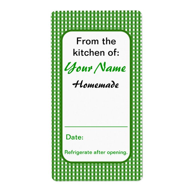 Från Grönten Köks med Anpassningsbar Canning Label Fraktsedel (Framsidan)