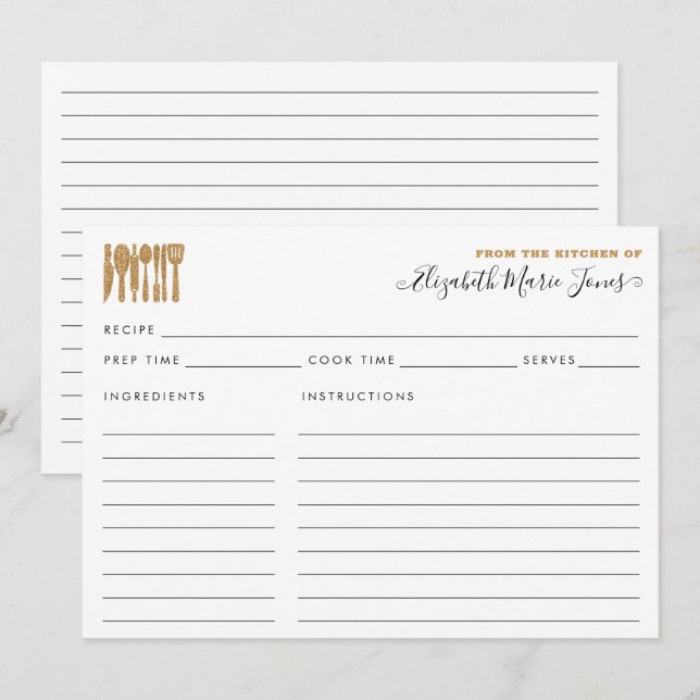 Från Guld Utensils skript Recipe (Fram/baksida)