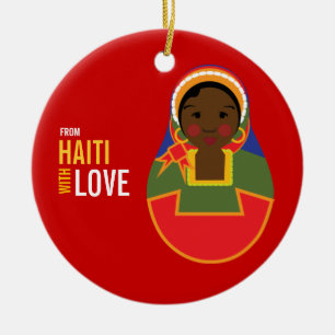 Från Haiti med kärlekadoptionminnessaken Julgransprydnad Keramik