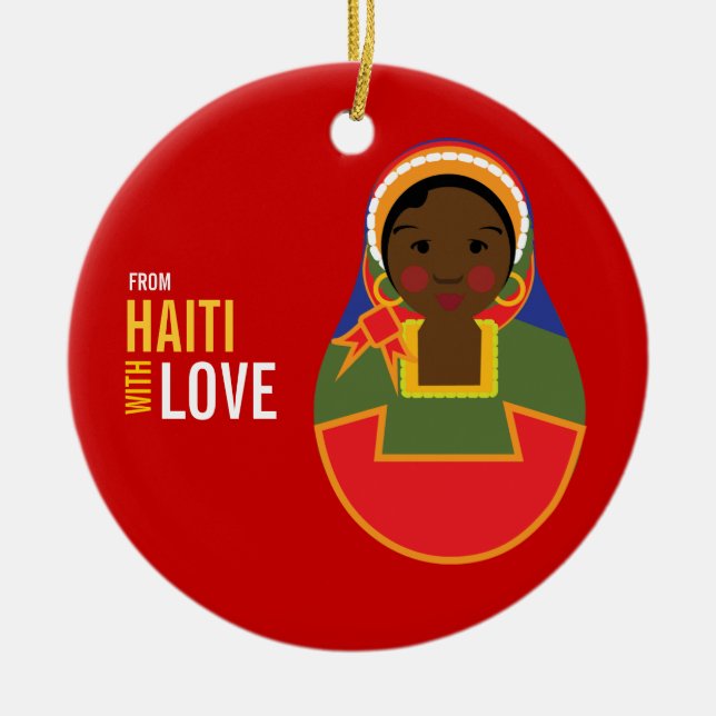 Från Haiti med kärlekadoptionminnessaken Julgransprydnad Keramik (Framsidan)