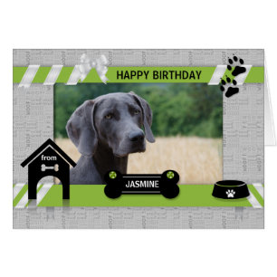 från Hund Birthday Grönt Pets Foto och Namn Hälsningskort