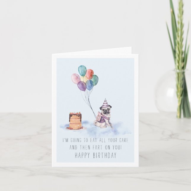 Från Hund | Cute Pug Birthday Card Kort (Framsida)