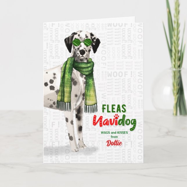 från Hund Dalmatian Fleas NaviDOG-Helgdag Card Helgkort (Framsida)