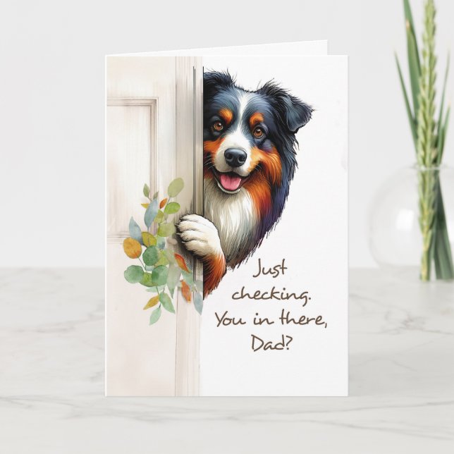 Från Hund Funny Fars dag Peaking Valp Kort (Framsida)