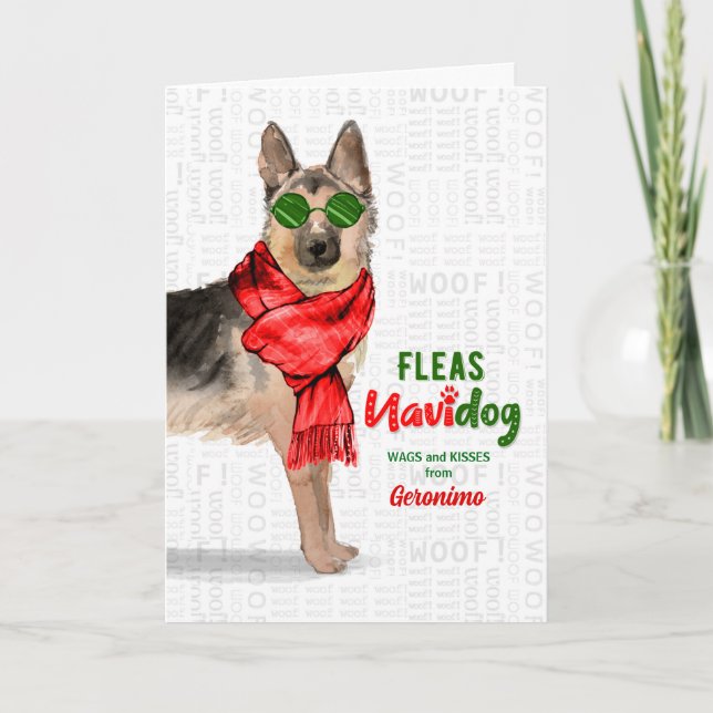 från Hund German Shepherd Fleas NaviDOG Helgkort (Framsida)