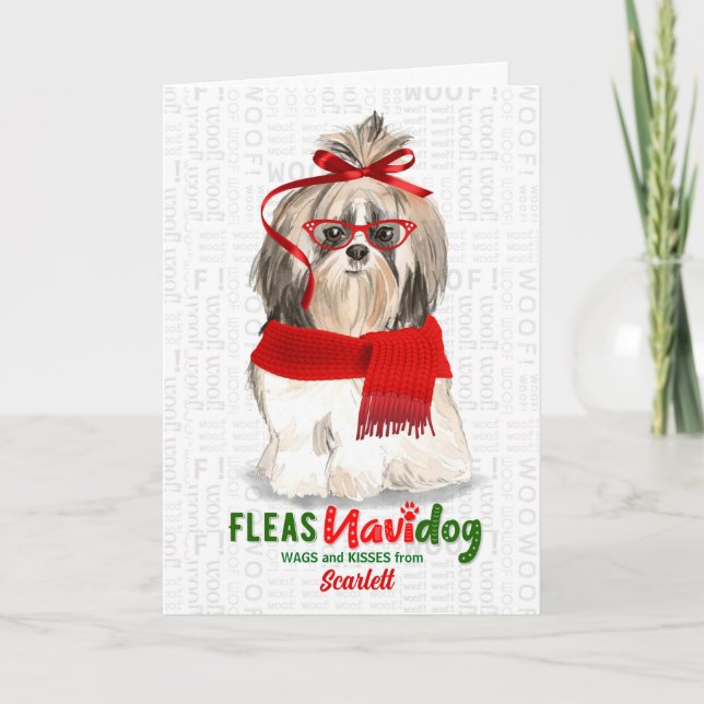 från Hund Shih Tzu Kort Hair-julen (Framsida)