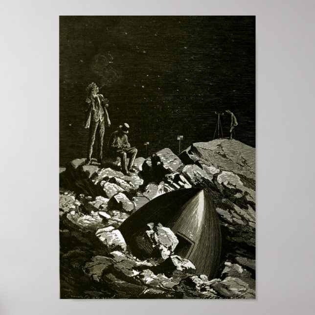 Från jorden till Måne av Jules Vern art 2 Poster (Framsidan)