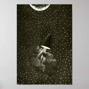 Från jorden till Måne av Jules Vern art Poster