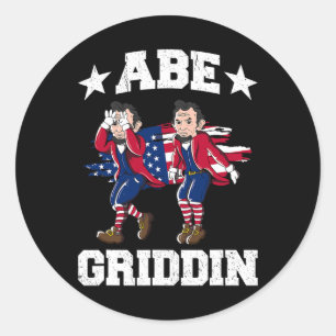 från juli Abraham Lincoln Griddy Abe Griddin Runt Klistermärke