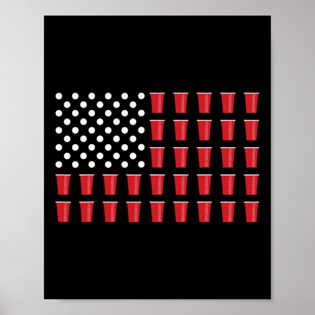 från juli Beer Pong American Flag College Party Poster (Framsidan)