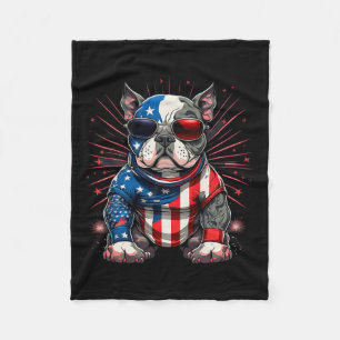 från juli Patriotic American Bully Hund US Flagga Fleecefilt