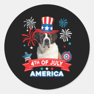 från juli Patriotic Day St Bernard Hund Independen Runt Klistermärke