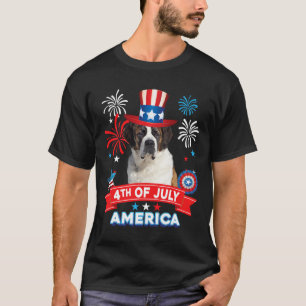 från juli Patriotic Day St Bernard Hund Independen T Shirt