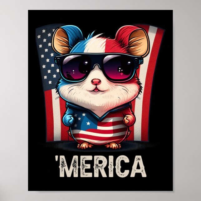 från juli Patriotic Hamster Merica Poster (Framsidan)