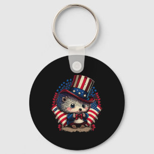 från juli Patriotic Hedgehog US Flagga Nyckelring