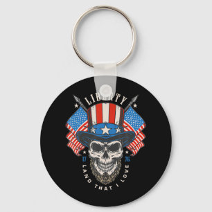 från juli Patriotic Shirt US Flag America Liberty Nyckelring