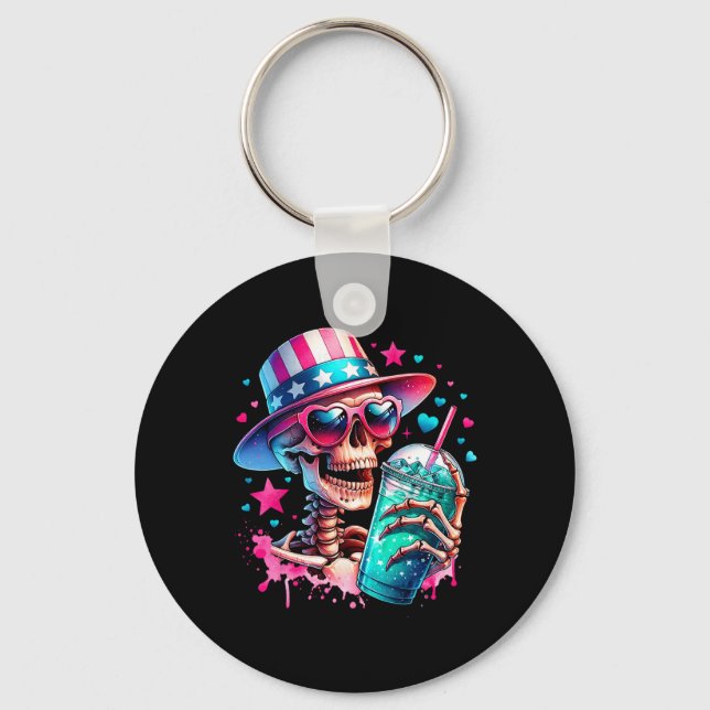 från juli Skeleton Retro Trendig Mamma Skull Mamma Nyckelring (Framsida)