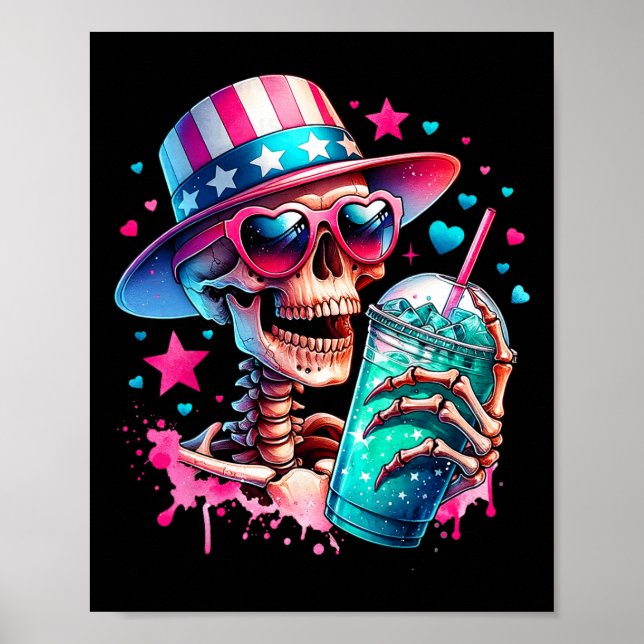 från juli Skeleton Retro Trendig Mamma Skull Mamma Poster (Framsidan)