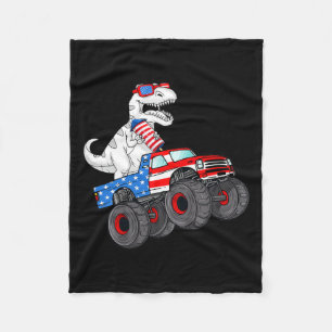 från juli t Rex Dino Trex Dinosaur Monster Lastbil Fleecefilt